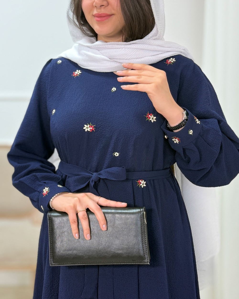 پیراهن بلند پفکی گلدوزی