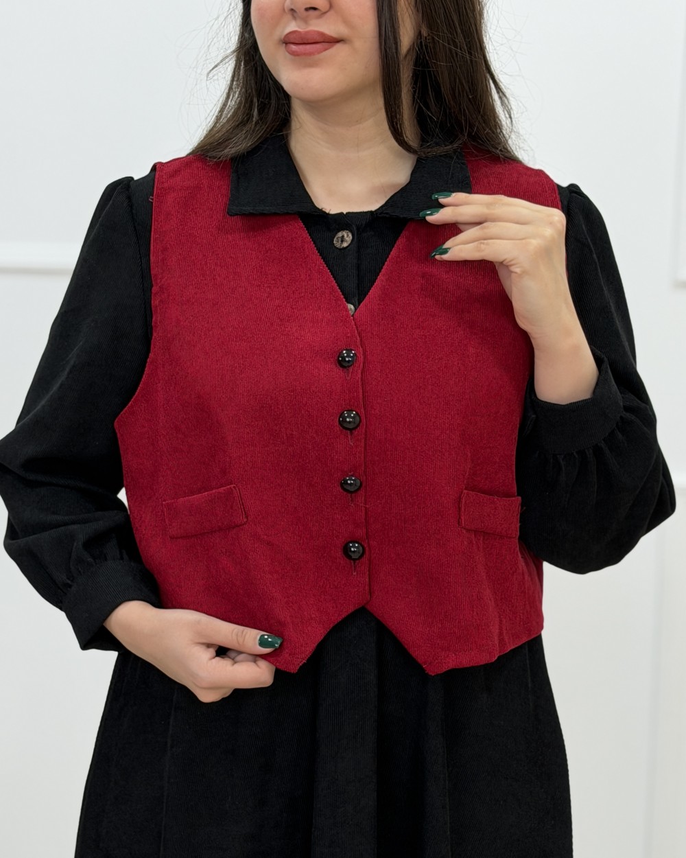 ست پیراهن و وست یلدا ( مشکی قرمز ) کد محصول 1510