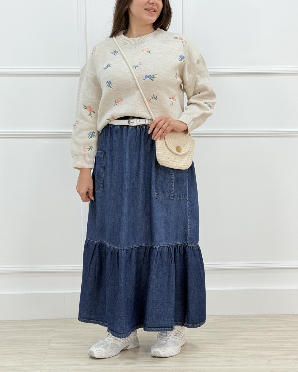 دامن جین دوطبقه جیب دار  کد محصول 1567