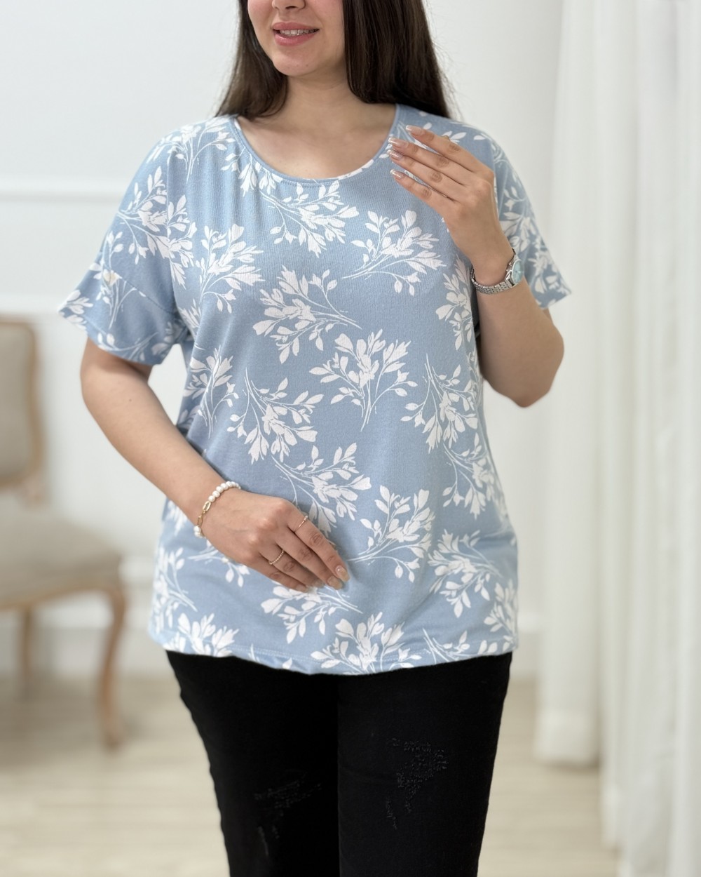 بلوز آستین کوتاه موهر کد 1569