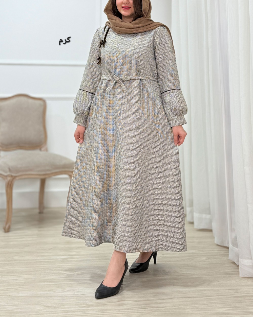 پیراهن مانتویی پاپیون کد محصول 1480