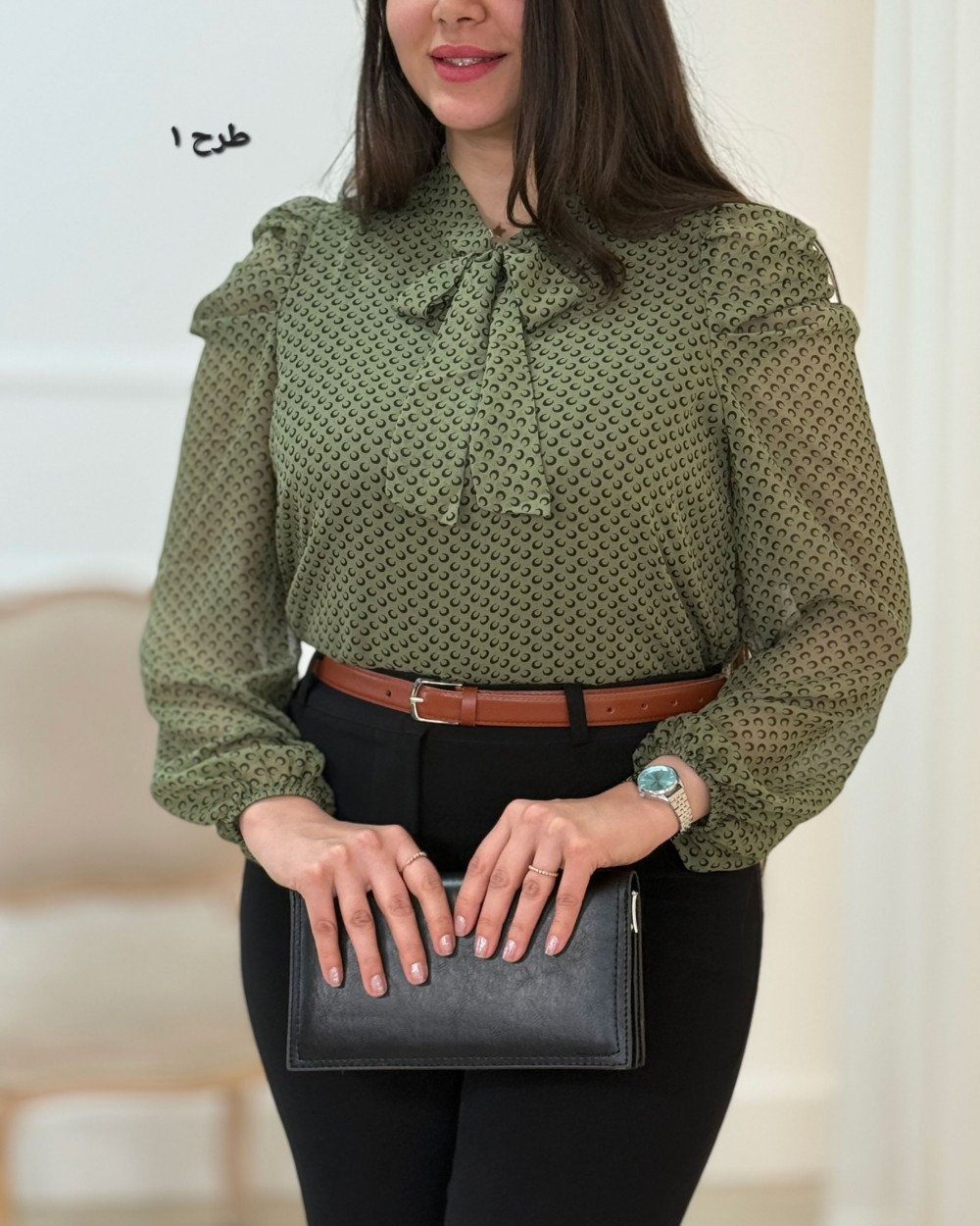 شومیز حریر زنانه پاپیون کد محصول 1560