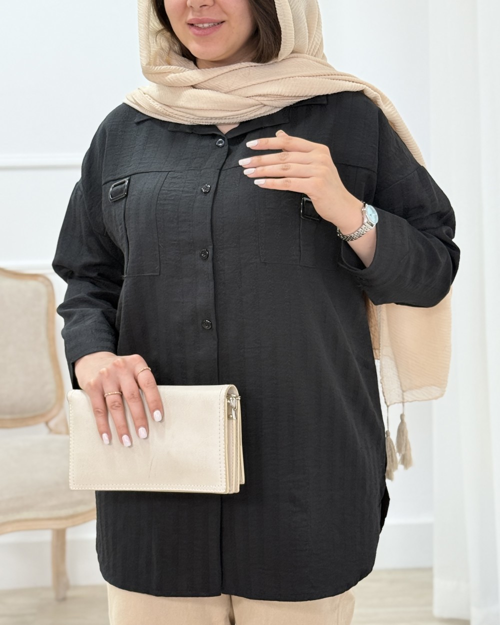 تونیک مانتویی مشکی محرمی کد2 (کد محصول 1711)